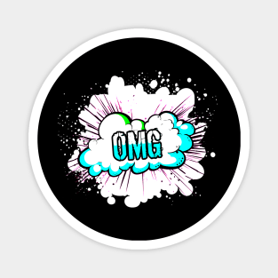 OMG - Trendy Gamer - Cute Sarcastic Slang Text - Social Media - 8-Bit Graphic Typography Magnet